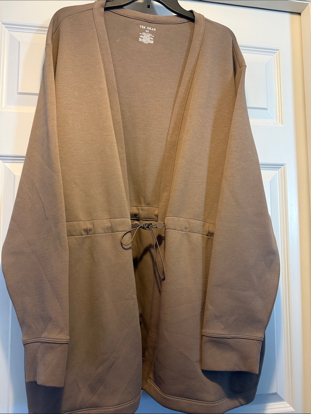 tek gear Women’s Khaki Ultracomfort Cinch-Waist Cardigan Size 3X NWT
